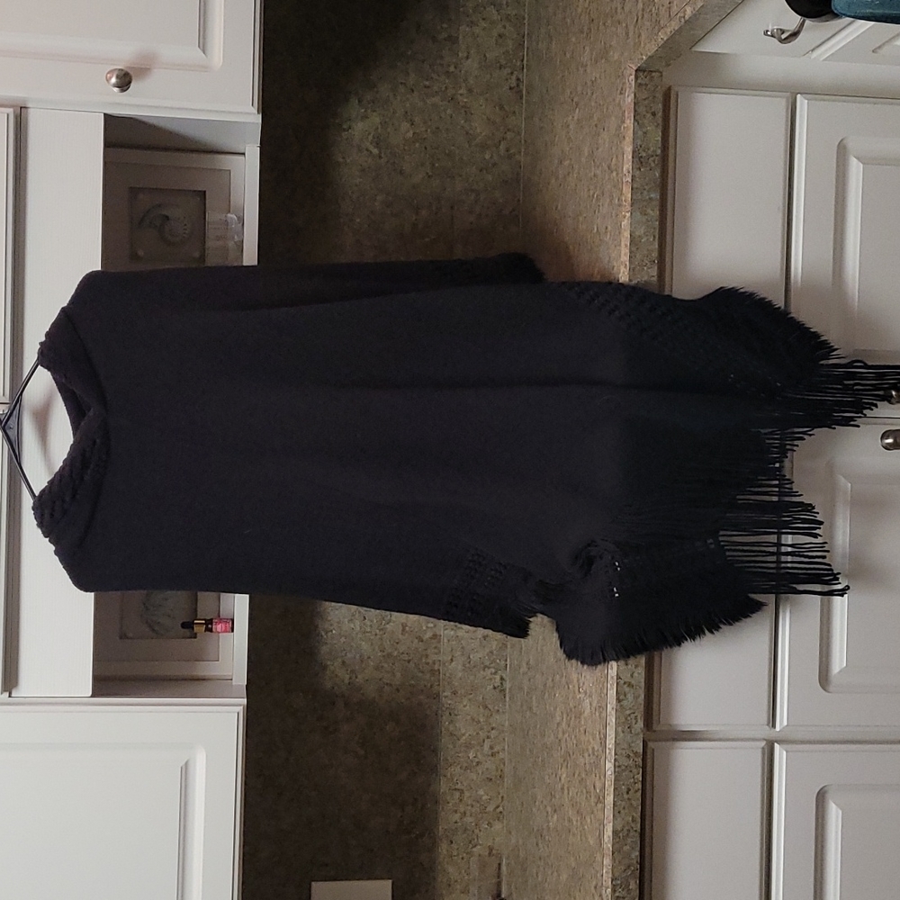 Black Sweater Cape With Hood